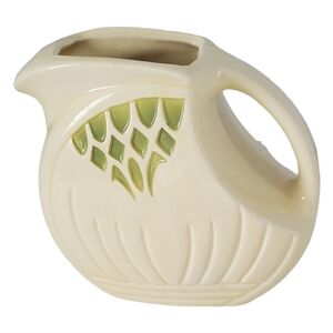 Roseville ORRP Co. USA Pottery Yellow and Green Disc Pitcher Relief Pattern